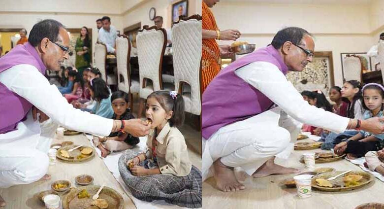 केंद्रीय-कृषि-मंत्री-शिवराज-सिंह-ने-रामनवमी-पर-कराया-कन्या-भोज,-बोले-–-बेटी-के-बिना-सृष्टि-नहीं-चल-सकती