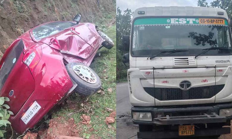 nh-130-पर-दर्दनाक-हादसा:-तेज-रफ्तार-कार-की-टक्कर-से-दो-की-मौत,-ट्रक-सुधार-रहे-थे-दोनों
