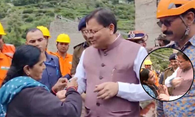 गुजरात-की-महिला-ने-दुपट्टा-फाड़कर-धामी-को-बांधी-राखी,-सीएम-हुए-भावुक