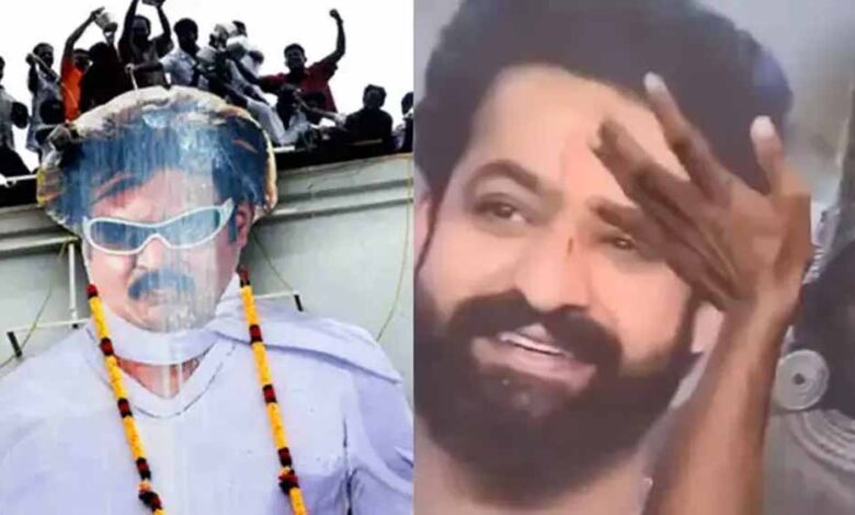 jr-ntr-और-रजनीकांत-के-लिए-फैंस-का-जुनून-चरम-पर-–-पोस्टरों-पर-‘खून-से-तिलक’-और-‘दूध-अभिषेक’