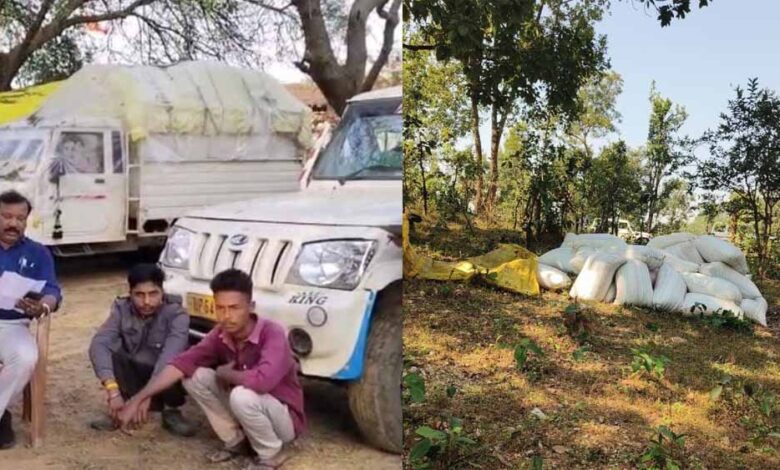 अनाज-तस्करी-का-खेल-शुरू:-यूपी-के-बिचौलिए-143-बोरी-धान-छोड़कर-फरार,-वाहन-जब्त