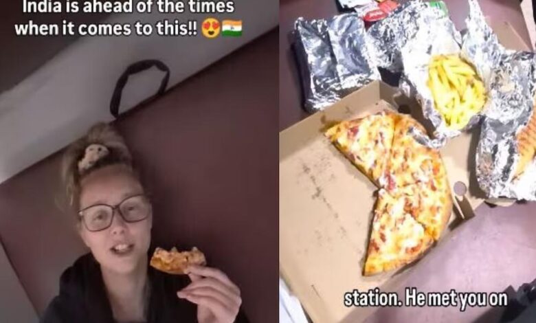 भारत-की-ट्रेन-में-पिज्जा-फ्रेंच-फ्राइज-डिलीवरी-देख-ऑस्ट्रेलियाई-महिला-हैरान,-वीडियो-हुआ-वायरल