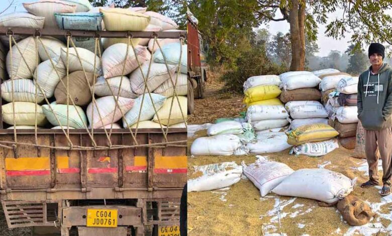 ओडिशा से मक्का बाड़ी में अवैध धान की तस्करी, पुलिस ने 611 कट्टा जब्त किया