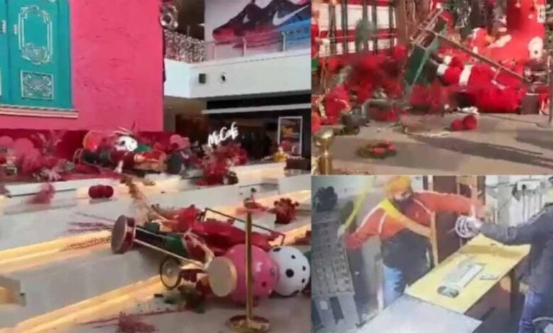 रायपुर-के-मैग्नेटो-मॉल-में-बवाल,-क्रिसमस-डेकोरेशन-को-भीड़-ने-किया-तहस-नहस