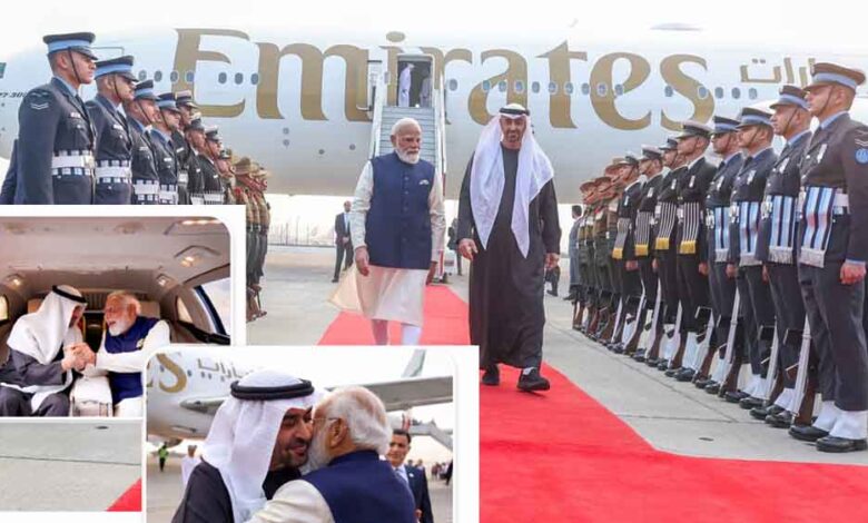 uae-राष्ट्रपति-के-स्वागत-में-पीएम-मोदी-ने-तोड़ा-प्रोटोकॉल,-एयरपोर्ट-पर-गले-मिलकर-दिया-खास-संदेश