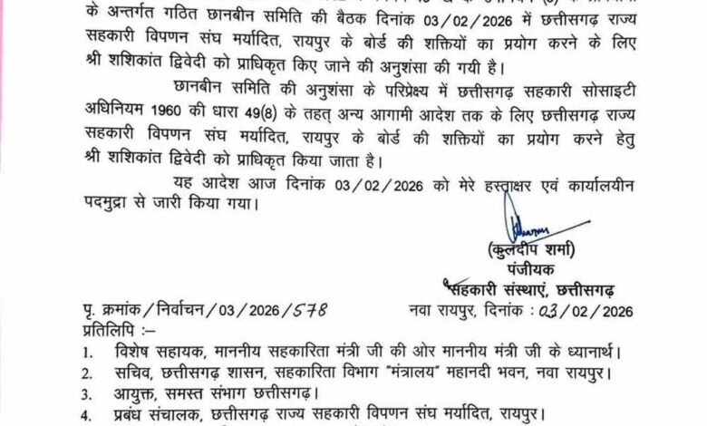 राज्य-सहकारी-बोर्ड-में-मनोनयन,-शक्तियों-का-प्रयोग-करने-शशिकांत-द्विवेदी-प्राधिकृत