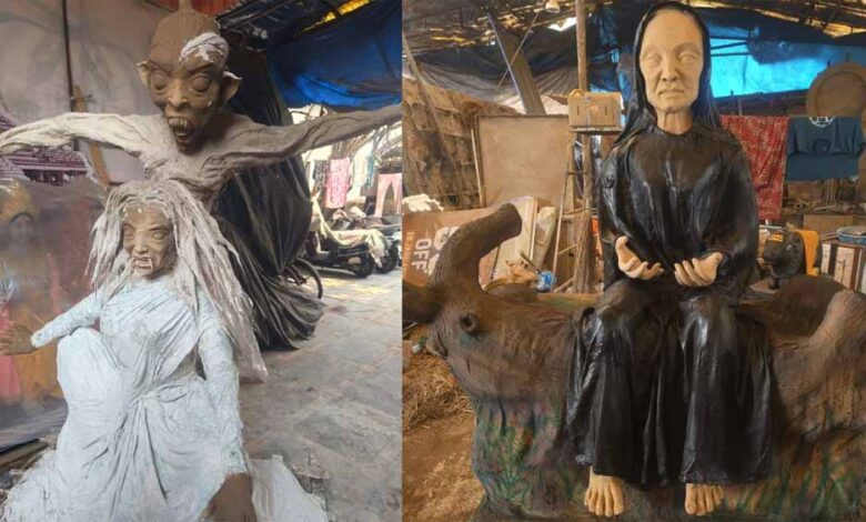 रायपुर-में-‘मुंज्या’-थीम-की-होलिका-बनी-आकर्षण,-चौक-चौराहों-पर-दिखेंगी-अनोखी-मूर्तियां